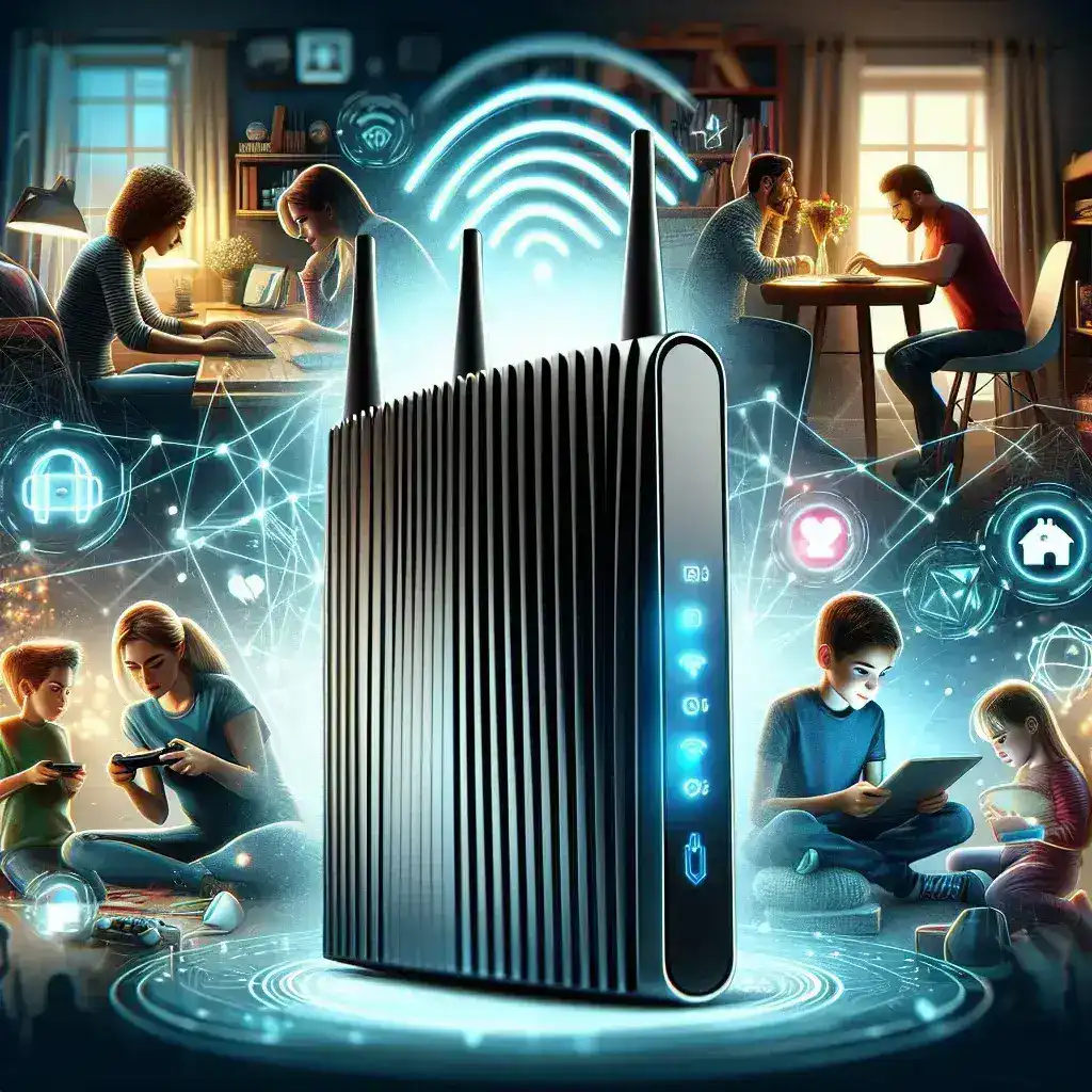 "Comcast WiFi 7 enabled router displayed on a modern living room table, showcasing advanced technology for U.S. households in the article about Comcast's latest launch."